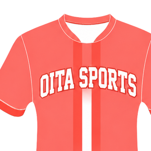 Maillot de sport rose corail et blanc à manches courtes, col rond, bande centrale, pour l'entraînement athlétique et l'uniforme de baseball d'équipe - Product Image 3