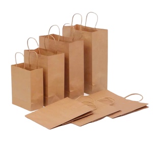 Wholesale OEM <b>Brown</b> Corrugated Board Bag Accept Custom Printing Stock Gift Bag Beverage Juice Packaging Twisted Recycled - Product Image 1