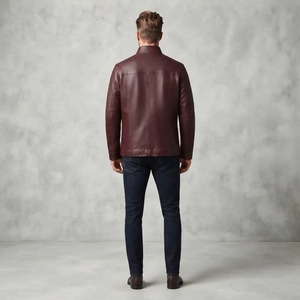 Men's Genuine Leather Winter <b>Biker</b> <b>Jacket</b> Waterproof Stand Collar Casual Leather <b>Jacket</b> - Product Image 5