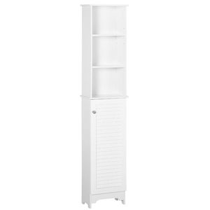 Mobiletto Moderno a 3 Ripiani in PVC Bianco e MDF Acrilico, Design Semplice per Risparmiare Spazio in Bagno, Camera da Letto, Hotel - Product Image 1