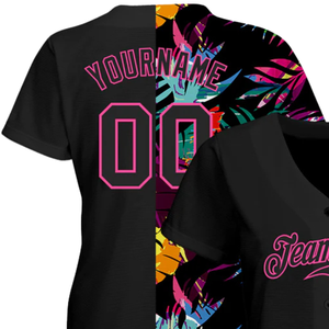 <b>Men</b> Black Pink 3D Pattern Baseball Jersey Button Front Team <b>Shirt</b> Performance Athletic Practice Game Uniform Lightweight Wear - Product Image 3