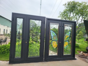 Traditional Wrought Iron Entry Door With Ornate Design Exterior Anti-Theft Manual <b>Swing</b> Metal Front Door Finished Surface - Product Image 6