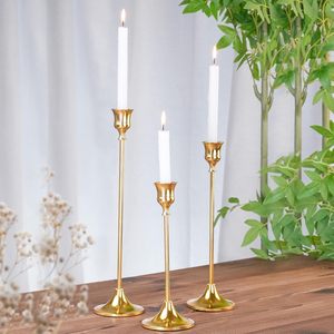 Porte-bougie en métal conique de qualité supérieure, porte-bougie en or, pour la décoration de mariage et de la maison - Product Image 5