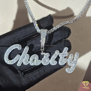 Hip Hop Custom <b>Name</b> Pendant Necklace Moissanite Diamond Bling <b>Chain</b> Luxury Streetwear Jewelry Gift - Product Image 3