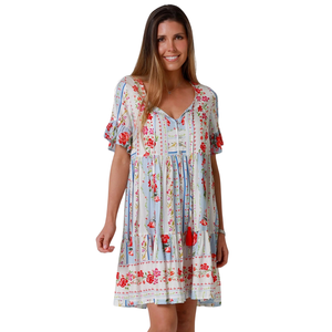 Vestido Mini Estampado Bohemio para Mujer, Atuendo de Verano para Vacaciones - Product Image 2