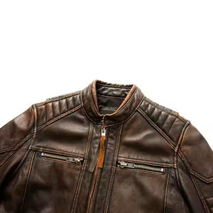 Chaqueta de Cuero para Motocicleta de Diseño Personalizado OEM, Chaqueta de Cuero Vegano con Cierre para Hombre - Product Image 5