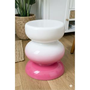 Table basse d'appoint empilable moderne rose ombré et blanc, design contemporain, ronde, pour salon, mobilier de décoration intérieure en gros - Product Image 1