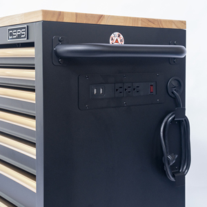 Wholesale Heavy Duty <b>Rolling</b> 7-Drawer Lockable Matte Black Powder Coated Steel <b>Tool</b> Cabinet with Wood Top for Garage Workshop - Product Image 2