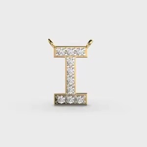 I Letter Charm 925 silver Gold Plated Moissanite Round Brilliant Cut Channel Setting Unisex Everyday Wear - Product Image 2