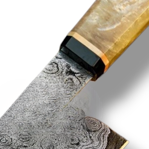 Cuchillos de Chef de Calidad Premium con Hoja Decorativa de Acero Damasco y Cómodo Mango de Madera Compuesta para Cortar Carne y Uso Diario - Product Image 6