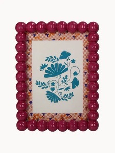 <b>Round</b> Wooden Red Beads Photo <b>Frame</b> Handmade Rectangle Tabletop Display <b>Frame</b> Custom Home Office Decor - Product Image 4