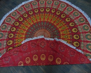 Nappe de table géométrique en coton imprimée 100x100cm, lavable, personnalisable, faite à la main, tapis de yoga de plage, nappe de table - Product Image 3