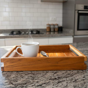 ถาดเสิร์ฟไม้ทรงสี่เหลี่ยมผืนผ้า คุณภาพพรีเมียม เหมาะสำหรับร้านอาหาร โรงแรม บ้าน ใช้เสิร์ฟขนม ชา จำหน่ายจำนวนมาก - Product Image 4