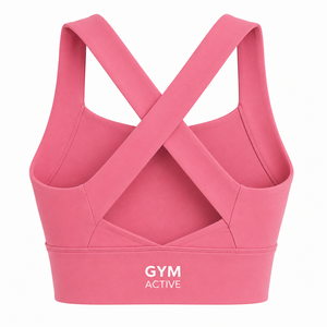 Women's <b>Pink</b> Sports Bra High Waist Leggings <b>Set</b> Crisscross Straps High Support Front Seamless Custom <b>Gym</b> Activewear Yoga Workout - Product Image 6