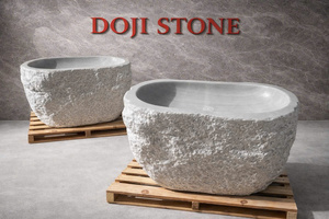 Freestanding Modern Oval/Rectangle Solid Stone Bathtub-Smooth Matte Soaking Tub for Bathrooms - Product Image 6