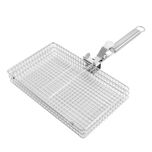 Cesta de barbacoa de acero inoxidable 304 con malla cuadrada y clip, herramienta portátil para ahumado y camping al aire libre, anti-escaldaduras - Product Image 1