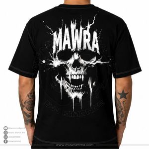 Mawra Martial Arts Custom Screen Print <b>Skull</b> Graphic T-Shirt Casual Streetwear Black Short Sleeve Men's Cotton <b>Tops</b> High Quality - Product Image 2