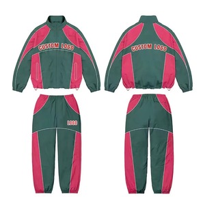<b>White</b> Piping Zipper Pockets 2 Pieces Set Windbreaker Tracksuit for <b>Man</b> Custom Heavyweight Tracksuit Baggy Pant <b>Jacket</b> Reflective - Product Image 4