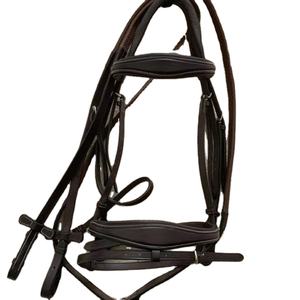 Bridon de dressage anatomique pour cheval en cuir imprimé de qualité supérieure, teint en tambour, avec nezier rembourré doux et séchage rapide / Cheval - Product Image 1