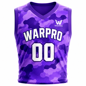 Conjunto de Uniforme de Baloncesto WARPRO Personalizado en Camuflaje Morado, Sin Mangas, de Secado Rápido, Ropa Deportiva Unisex para Adultos, Sublimado, para Todas las Temporadas - Product Image 3