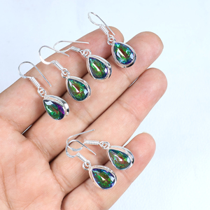 Pendientes Colgantes de Lágrima de Topacio Místico Chapados en Plata de Ley 925 Hechos a Mano, los Más Vendidos, Joyería de Moda con Piedras Preciosas Artesanales al por Mayor - Product Image 1