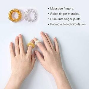 Wholesale Acupressure Therapy Ring Gold & Silver Finger <b>Massager</b> Roller for <b>Hand</b> Relaxation Manual Massage Ring - Product Image 3