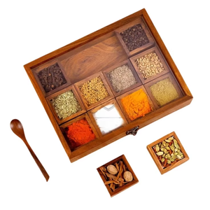 Kitchen Salt Containers Large Portable <b>Masala</b> Dabba At Best Price Wooden Spoon <b>Masala</b> Dabba - Product Image 6