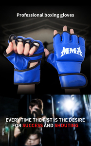 Gants de boxe MMA en cuir de vachette professionnel pour l'entraînement au kick-boxing avec logo et couleur personnalisés - Product Image 4