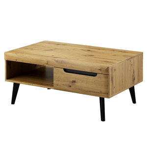 Table basse moderne de luxe en bois massif, style nordique, avec tiroir de rangement, design mi-siècle, pieds coniques pliables, en chêne, mobilier de maison - Product Image 1