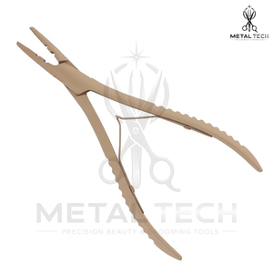 Pince à dépose d'extensions capillaires en acier inoxydable revêtu beige mat, multi-trous, ouvre-anneaux micro-link, outil de déchirure de liens - Product Image 2