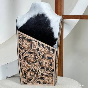 Nouvelle Boîte de Présentation de Bijoux Portable en Cuir de Vachette Véritable Façonnée à la Main Style Western 2026 avec Motifs Floraux – Organisateur de Bijoux Designer pour Femmes - Product Image 2