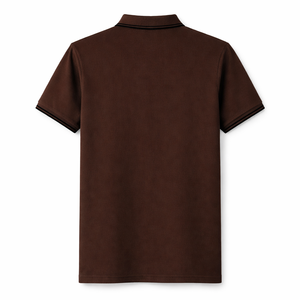 เสื้อเชิ้ตแขนสั้นสีดำสำหรับผู้ชาย ผ้าฝ้ายถัก สีพื้น ทรงปกติ ดีไซน์กระดุม บริการ OEM ระบายอากาศได้ดี มีโลโก้ด้านหน้า - Product Image 2