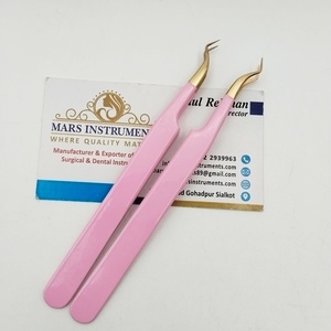 Pince à cils rose plaquée or, pointe lisse, outils de précision pour extensions de cils - Product Image 2