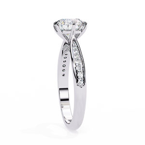 Elegant 1.00ct Round Brilliant Lab Grown Diamond <b>Solitaire</b> <b>Ring</b> with Pave Shoulders and Bridge in 18K Yellow Gold - Product Image 5