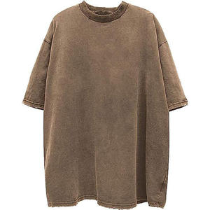 T-shirt Oversize 230g Grammage Lourd Personnalisé Logo 3D Homme Effet Gonflé Délavé à l'Acide T-shirt Oversize Uni - Product Image 5