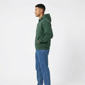 Sudadera con Capucha Verde para Hombre, Cierre de Cremallera, Felpa, Corte Regular, Color Sólido, Manga Larga, Algodón, Chaqueta Informal para Otoño - Product Image 6