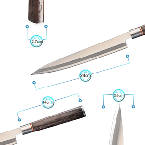 Cuchillos LEGACY BLADES Profesionales Japoneses Yanagiba para Sashimi, Hechos a Mano con Acero de Alto Contenido de Carbono, Cuchillo para Filetear Sushi, Fabricante OEM - Product Image 3