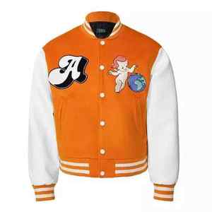 Chaqueta Varsity Personalizada para Hombre con Cuello Alto y Mangas de Cuero, Abrigo de Moda en Tendencia - Product Image 1