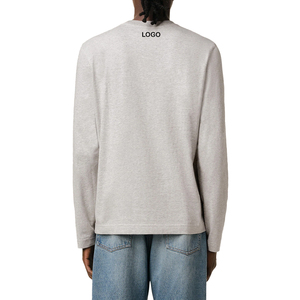 Cotton Long Sleeve T Shirt Men <b>Heart</b> Embroidery Minimal Streetwear Premium Jersey OEM Custom <b>Top</b> - Product Image 2