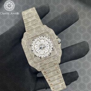 Montre de luxe Charm_Jewells carrée en acier inoxydable 30 mm, analogique à quartz, avec lunette sertie de diamants, unisexe, tendance - Product Image 1