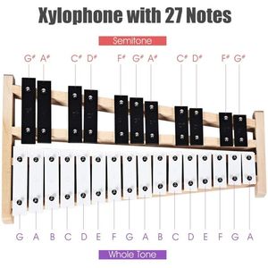 Xilofono Glockenspiel a 27 note con 2 bacchette in gomma, strumento musicale giocattolo - Product Image 2