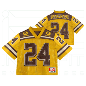 เสื้อฟุตบอลวินเทจสีเหลืองพิมพ์ลายตามสั่งสำหรับผู้ชาย ผ้าตาข่ายโพลีเอสเตอร์ 100% แห้งเร็ว สไตล์เรโทร ทรงโอเวอร์ไซส์ เสื้อกีฬาแบบซับลิเมชั่น - Product Image 3