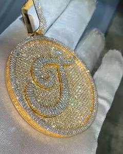 Pendentif en argent sterling 925 plaqué or 3,30 carats avec moissanite véritable taillée, personnalisable avec nom, bijou en diamant, breloque à motif lettre - Product Image 4