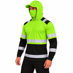 Custom Men Reflective Fishing Wear Hoodie High Visibility UPF 50 Sun Protection <b>Shirt</b> <b>Face</b> Gaiter Hooded Custom Fishing Hoodie - Product Image 5