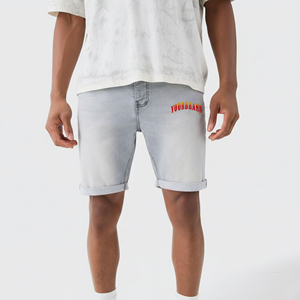 Pantalones Cortos de Mezclilla Casuales para Hombre, Estilo Urbano, Ecológicos, Desgastados, Holgados, Azules, 100% Algodón - Product Image 4