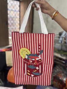 Bolso de Playa de Yute Bordado Estilo Bohemio con Asas de Bambú, Bolsos de Mano para Mujer, Estilo Bohemio Indio, Bolsas de Compras - Product Image 3