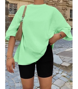 Camiseta de Mujer 100% Algodón Sólido, Manga Corta, Cuello con Hombros Caídos, Estilo Holgado, Casual, Transpirable, de Bangladesh, Superventas - Product Image 5