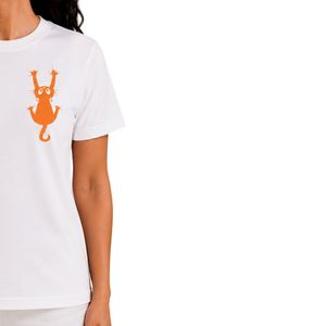 เสื้อยืดผู้หญิงสีขาวแบบกำหนดเอง พิมพ์ลายกราฟิกแมว แขนสั้น คอกลม เสื้อลำลอง ผ้าเนื้อนุ่ม แฟชั่นฤดูร้อน - Product Image 4