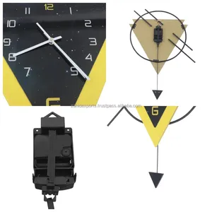 Opulent Golden Coral Modern Brass & Ceramic Wall <b>Clock</b> Handmade <b>Silver</b> Vine Pattern for Home Office Made by Zahid Exports India - Product Image 3