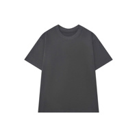 T-shirt bleu à col rond et manches courtes, couleur unie, tissu tricoté, style décontracté, unisexe adulte, coupe classique